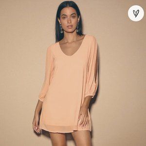 Lulus Shifting Dears Blush Pink Long Sleeve Dress